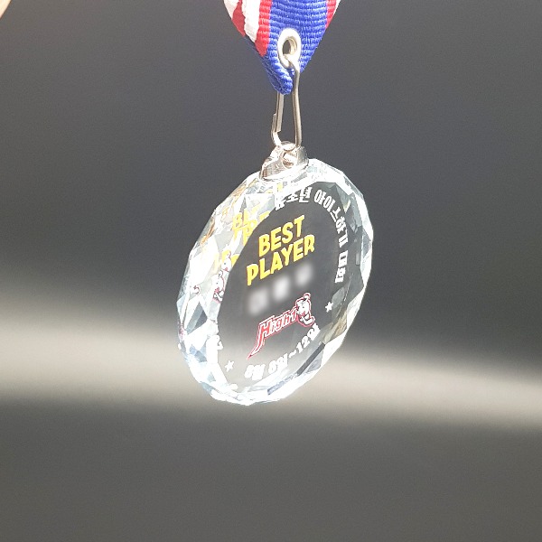 아이스 하키 대회 메달 제작 - 크리스탈메달 전국 유소년 주회 우승 준우승 3등 기념메달 행사 소량 인쇄 수여용 279